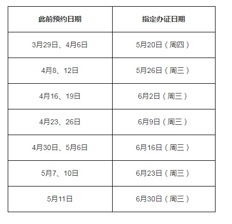 预约时间表